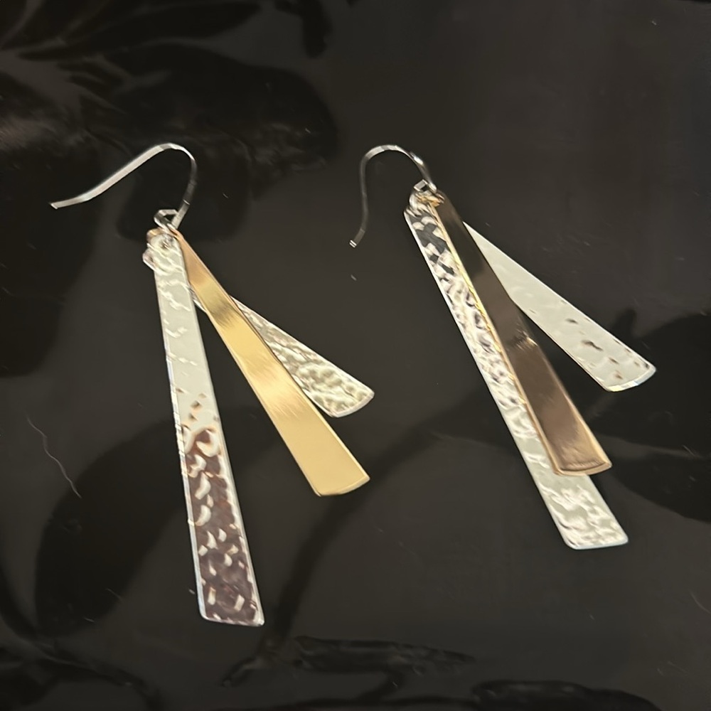 Robert Lee Morris RLM SoHo Gold/Silver tone Dangling Earrings Signed